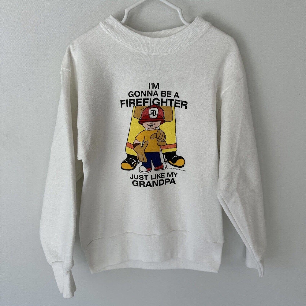 Im Gonna Be a Firefighter Just Like My Grandpa Kids Youth S Pullover Sweater VTG